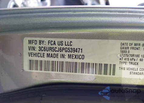 2023 Ram 2500 Tradesman 4X4 6'4 Box from USA, damaged, VIN 3C6UR5CJ6PG539471